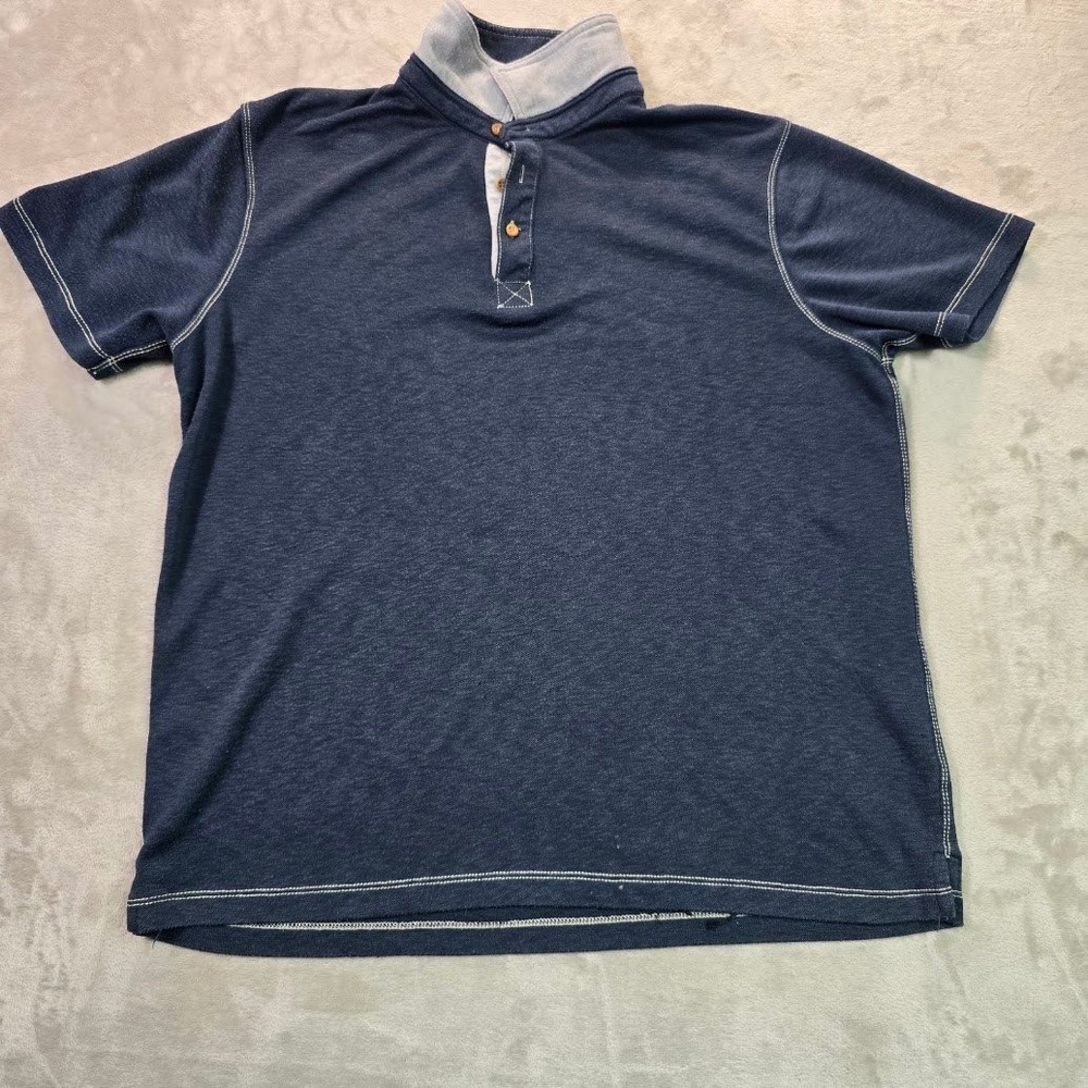 Visitor Premium Mens XL Blue Modal Blend Short Sleeve Contrast Stitch Polo Shirt